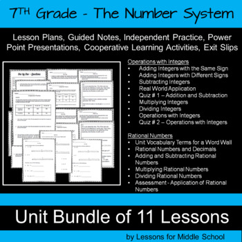 Preview of 7th Grade Math- Number System Bundle -  Integers and Rational Numbers