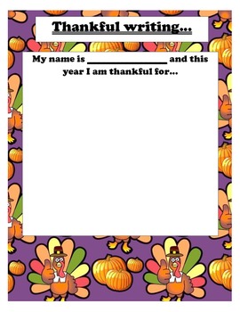 quot thankful writing quot template for Thanksgiving by Stacey Kotsa TpT