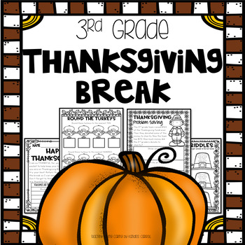 Preview of Thanksgiving Break Packet - Third Grade