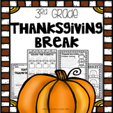 Thanksgiving Break Packet - Third Grade