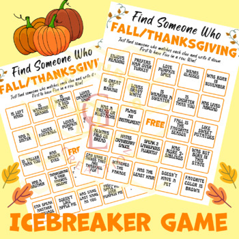 Preview of thanksgiving Find Someone Who bingo game November social Studies activities 6th