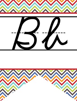 the BRAINY BUNCH - Alphabet Banner, handwriting, A to Z, D'Nealian cursive font
