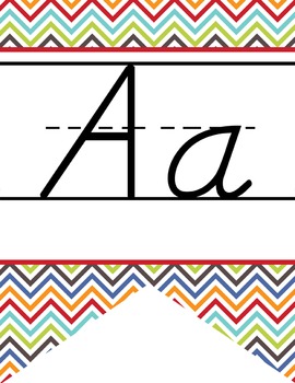 Preview of the BRAINY BUNCH - Alphabet Banner, handwriting, A to Z, D'Nealian manuscript
