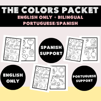 Preview of the colors coloring packet dual ESL EL ML newcomer bilingual Portuguese Spanish