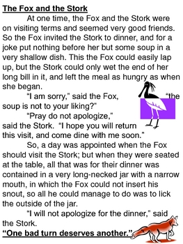 Preview of the fox and the stork