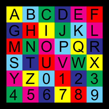 Preview of the letters and numbers mat for bluebot and beebot