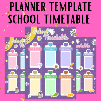 Preview of timetable school and checklist homeschool planner template editable printable