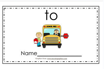 Preview of to - sight word book (fill in the blank)