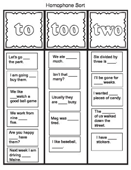 to too two homophone activities by students rising tpt