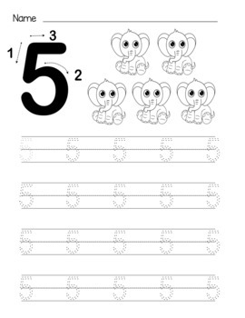 trace and write numbers 1-10 and handwriting practice by Happy Little Lisa