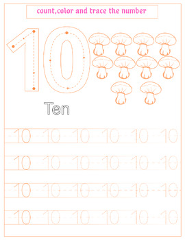 tracing and coloring worksheet : numbers 1 to 10 by Elementary Edutech