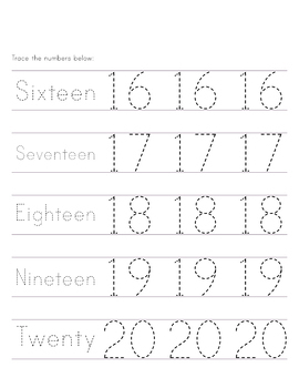 Number Names 1 to 30  1 to 30 Number Names and Worksheet