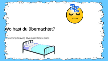 Preview of übernachten - Staying Overnight includes Subjunctive Practice