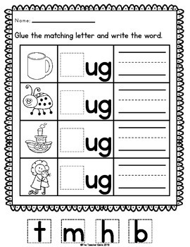 'ug' Word Family CVC Word Work by The Teacher Gene | TpT