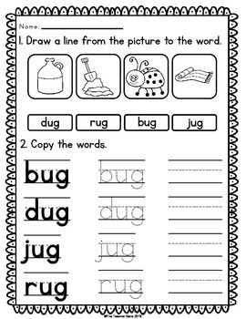 'ug' Word Family Cvc Word Work By The Teacher Gene 