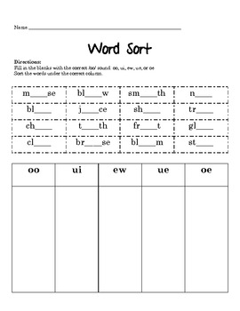 ui ue oo ew oe phonics packet by savvy second graders