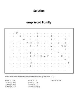 ump Word Family Worksheet: Phonics Coloring Sheet/ Word Search by ...