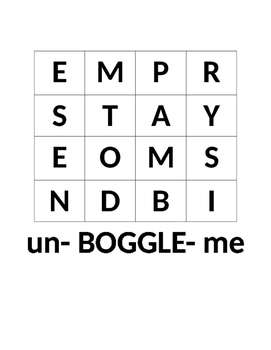 Preview of un- BOGGLE - me   (Word Puzzles)  (Dyslexia Resources)