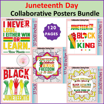 Preview of uneteenth Collaborative Coloring Poster | Bulletin Board Activity - June Bundle