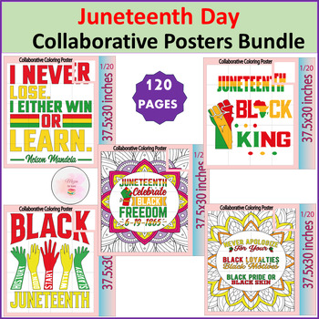 Preview of Juneteenth Collaborative Coloring Poster | Bulletin Board Activity - June Bundle