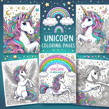 Preview of unicorn coloring Sheets for Kids of All Ages | 32 pages | printable pages