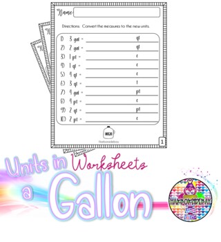 Cups pints quarts and gallons worksheet