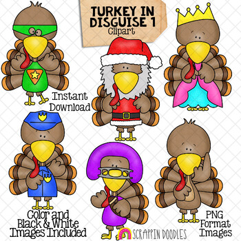 Preview of urkey In Disguise ClipArt 1 - Turkeys in Disguises Graphics - Thanksgiving Games