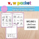 v, w Letter/Sound Packet