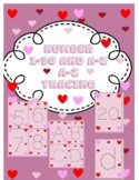 valentine day 1-30 Number Tracing Flash Cards WorkSheets.