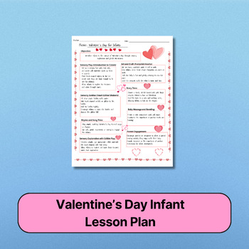 Preview of valentine's Day themed Lesson plan for Infants