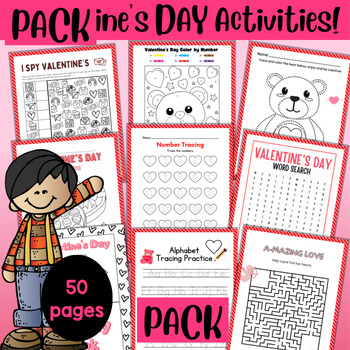 Preview of valentines day Kid's Activities, Kinder-Prek Activity Valentines Day Worksheets