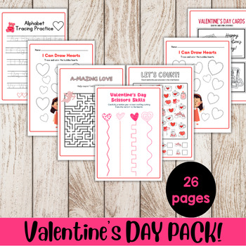 Preview of valentines day Kid's Activities, Kinder-Prek Activity Valentines Day Worksheets