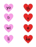 valentines day sight word building and matching worksheets