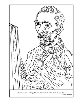 van gogh self portrait coloring page
