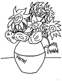 van Gogh Sunflowers Coloring Page