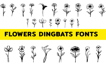 Preview of variety flowers fonts dingbats