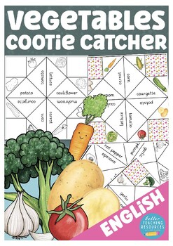 Preview of vegetables / healthy food cootie catcher ESL / English game primary school