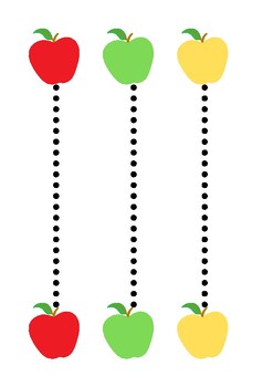 Preview of vertical  tracing lines worksheet NO PREP VEGETABLES AND FRUITS