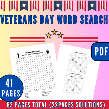 Preview of veterans day wordsearch,veterans day word search, booklet puzzles