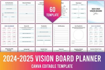 vision board|Editable 2024-2025 Vision Board Planner | TPT