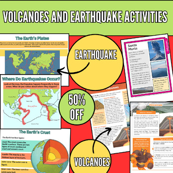 Preview of volcanoes and earthquakes activities,Ring of Fire,natural disasters worksheet