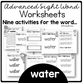 Printable Sight Word Activities for the Word Water by 180 Days of Reading