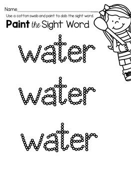 Printable Sight Word Activities for the Word Water by 180 Days of Reading