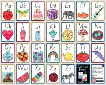 picnic gift bunke NSW foundation font WATERCOLOR ALPHABET POSTERS ~ print, laminate and  display!