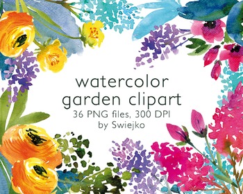 Preview of watercolor flowers, meadow clipart set, peonies #20