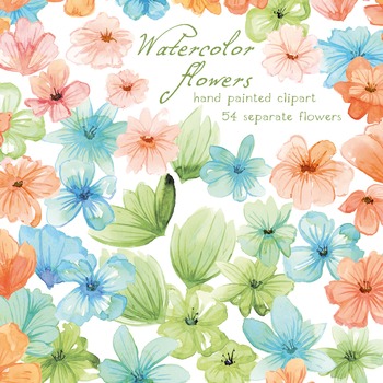 Preview of watercolor flowers clipart set #1