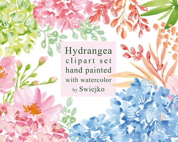 Preview of watercolor flowers clipart set, hydrangea #27