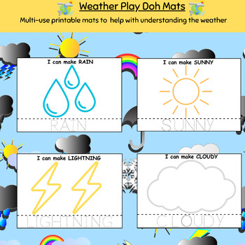 Preview of weather play dough mats, printable play doh mats, centers, task cards, visual,