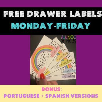 Preview of weekday labels for 5 drawer cart | Portuguese & Spanish versions included