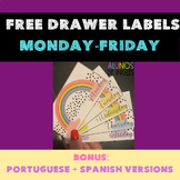 weekday labels for 5 drawer cart | Portuguese & Spanish ve